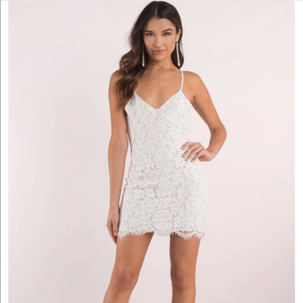 Tobi white lace body-con dress